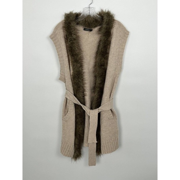 Theme Faux Fur Tan Sweater Vest Size Large - Picture 9 of 14